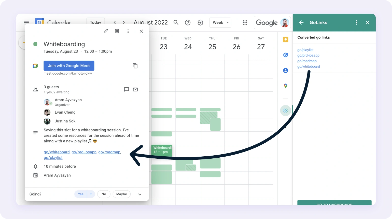 GoLinks® in Google Calendar